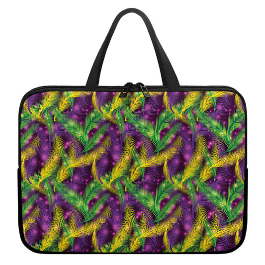 Mardi Gras Palm Leaf Pattern Print Laptop Sleeve With Handle