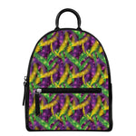 Mardi Gras Palm Leaf Pattern Print Leather Backpack
