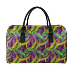 Mardi Gras Palm Leaf Pattern Print Leather Duffle Bag