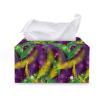 Mardi Gras Palm Leaf Pattern Print Leather Tissue Box Cover
