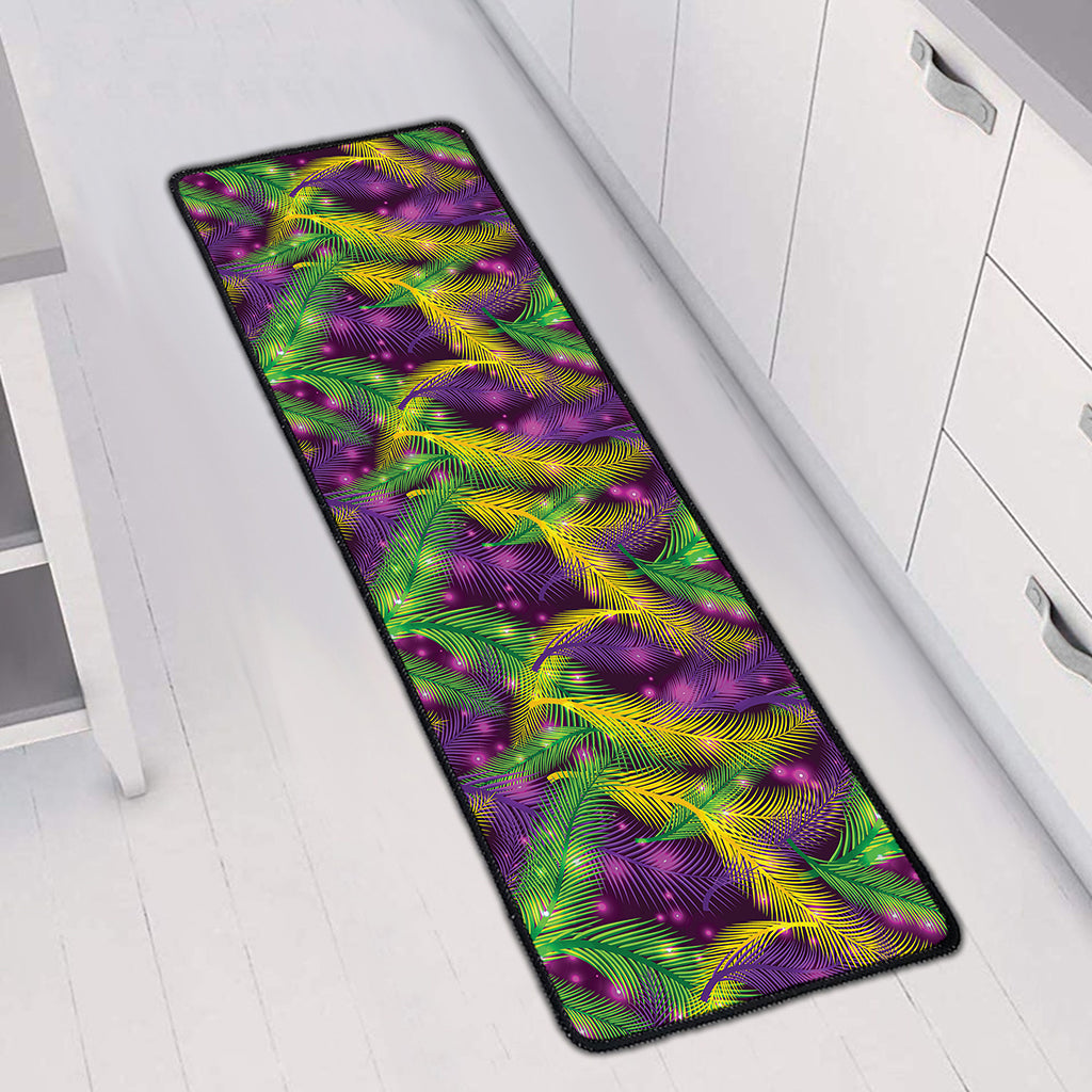Mardi Gras Palm Leaf Pattern Print Long Kitchen Mat