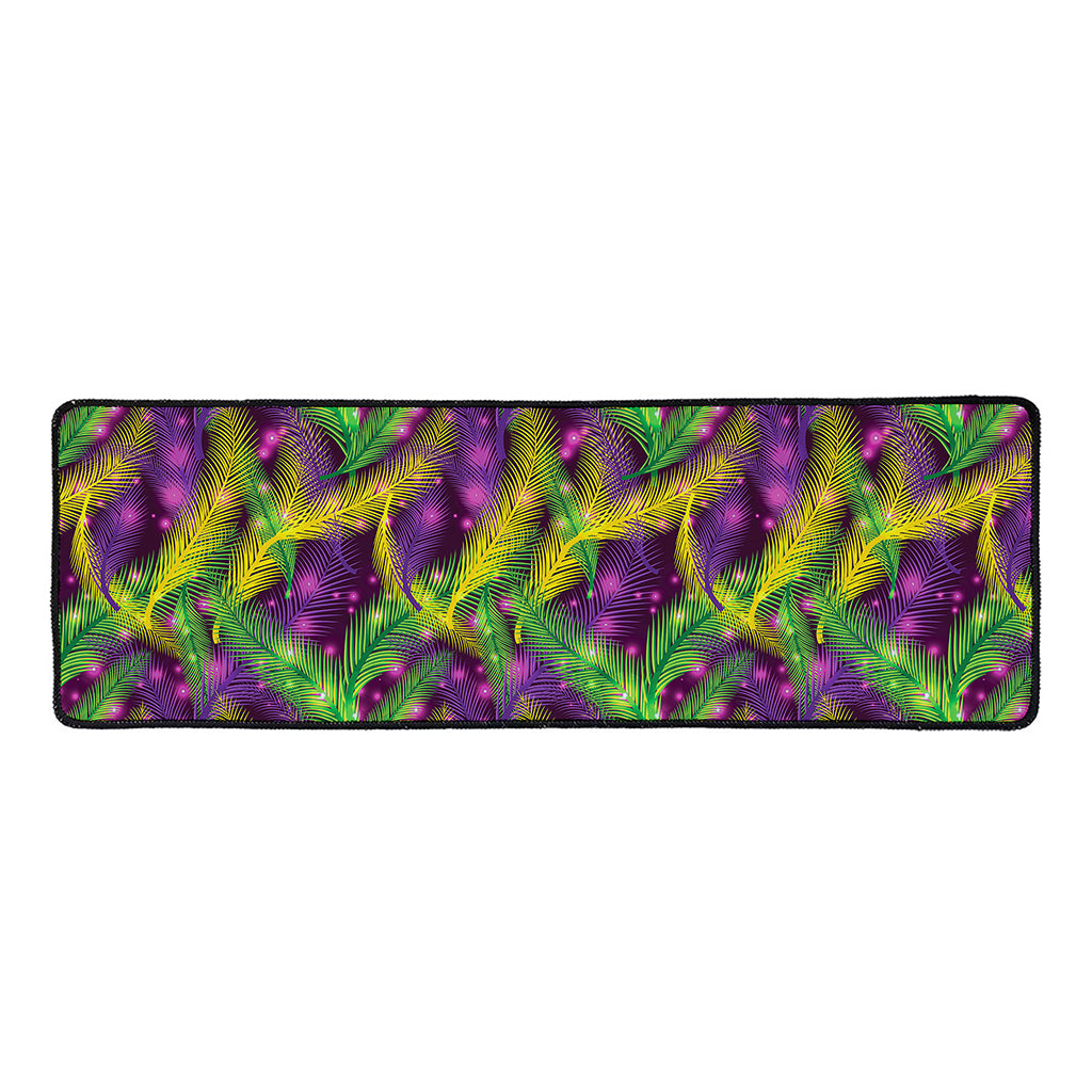 Mardi Gras Palm Leaf Pattern Print Long Kitchen Mat