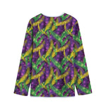 Mardi Gras Palm Leaf Pattern Print Long Sleeve Short Coat