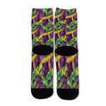 Mardi Gras Palm Leaf Pattern Print Long Socks
