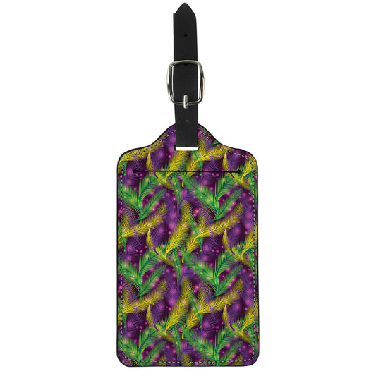 Mardi Gras Palm Leaf Pattern Print Luggage Tag