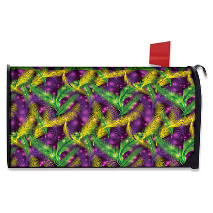 Mardi Gras Palm Leaf Pattern Print Mailbox Cover