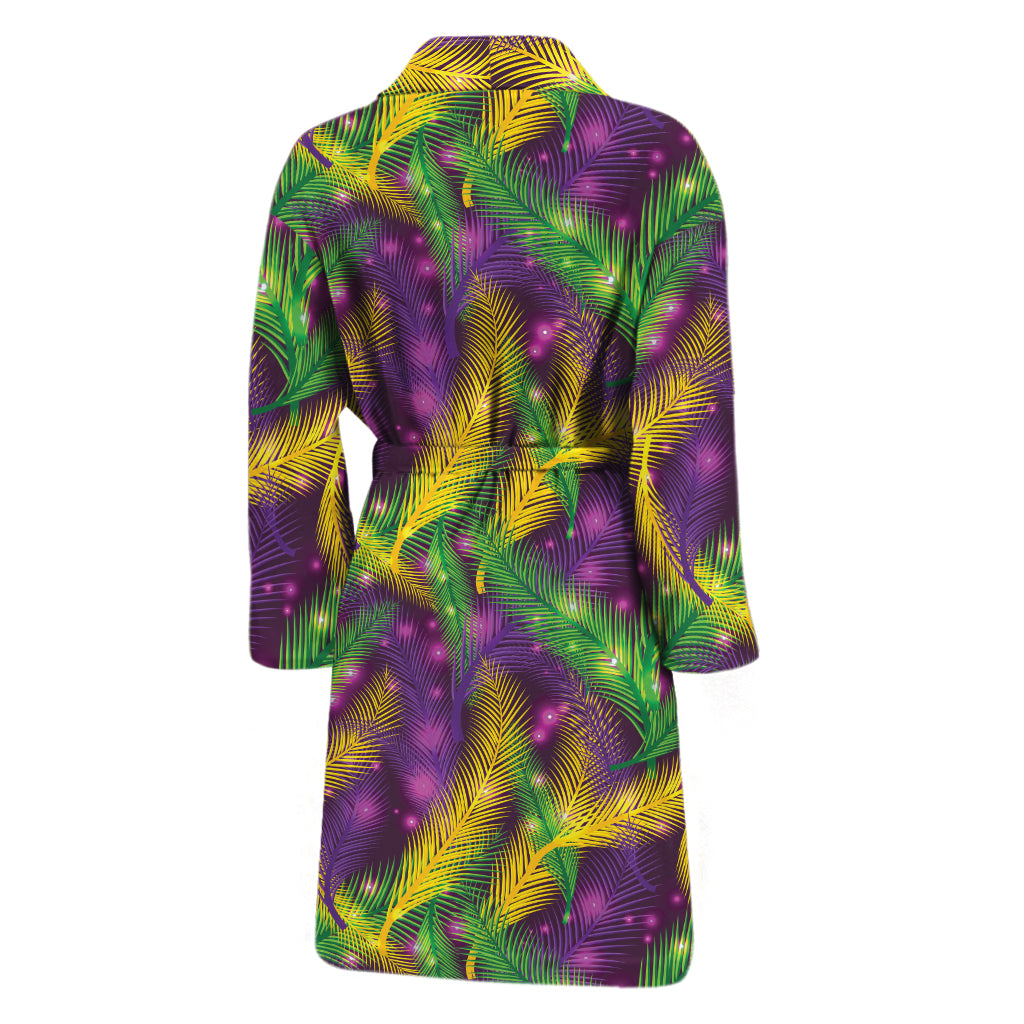 Mardi Gras Palm Leaf Pattern Print Men's Bathrobe