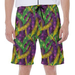 Mardi Gras Palm Leaf Pattern Print Men's Beach Shorts