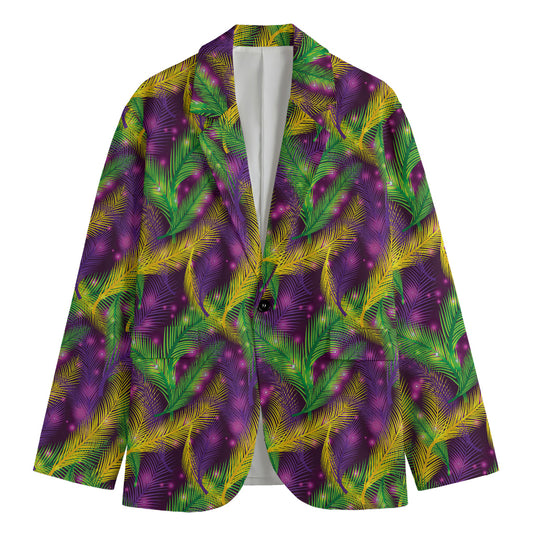 Mardi Gras Palm Leaf Pattern Print Men's Blazer