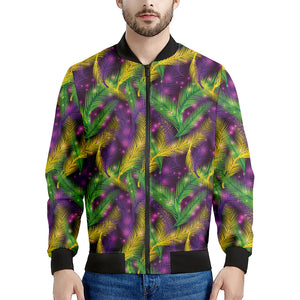 Mardi Gras Palm Leaf Pattern Print Men's Bomber Jacket
