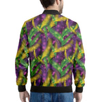 Mardi Gras Palm Leaf Pattern Print Men's Bomber Jacket