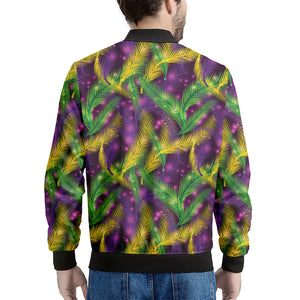 Mardi Gras Palm Leaf Pattern Print Men's Bomber Jacket