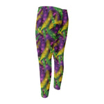 Mardi Gras Palm Leaf Pattern Print Men's Compression Pants