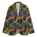 Mardi Gras Palm Leaf Pattern Print Men's Cotton Blazer