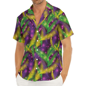 Mardi Gras Palm Leaf Pattern Print Men's Deep V-Neck Shirt
