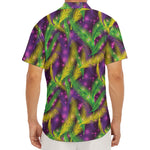 Mardi Gras Palm Leaf Pattern Print Men's Deep V-Neck Shirt