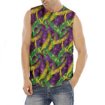 Mardi Gras Palm Leaf Pattern Print Men's Fitness Tank Top