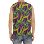 Mardi Gras Palm Leaf Pattern Print Men's Fitness Tank Top