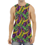 Mardi Gras Palm Leaf Pattern Print Men's Muscle Tank Top