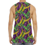 Mardi Gras Palm Leaf Pattern Print Men's Muscle Tank Top