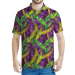 Mardi Gras Palm Leaf Pattern Print Men's Polo Shirt