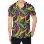 Mardi Gras Palm Leaf Pattern Print Men's Shirt