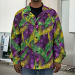 Mardi Gras Palm Leaf Pattern Print Men's Shirt Jacket