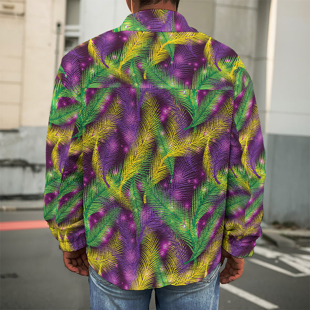 Mardi Gras Palm Leaf Pattern Print Men's Shirt Jacket