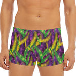 Mardi Gras Palm Leaf Pattern Print Men's Short Boxer Briefs