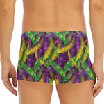Mardi Gras Palm Leaf Pattern Print Men's Short Boxer Briefs