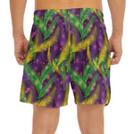 Mardi Gras Palm Leaf Pattern Print Men's Split Running Shorts