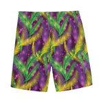 Mardi Gras Palm Leaf Pattern Print Men's Sports Shorts
