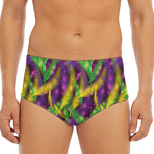 Mardi Gras Palm Leaf Pattern Print Men's Triangle Swim Briefs