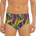 Mardi Gras Palm Leaf Pattern Print Men's Triangle Swim Briefs