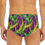 Mardi Gras Palm Leaf Pattern Print Men's Triangle Swim Briefs