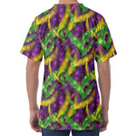 Mardi Gras Palm Leaf Pattern Print Men's Velvet T-Shirt