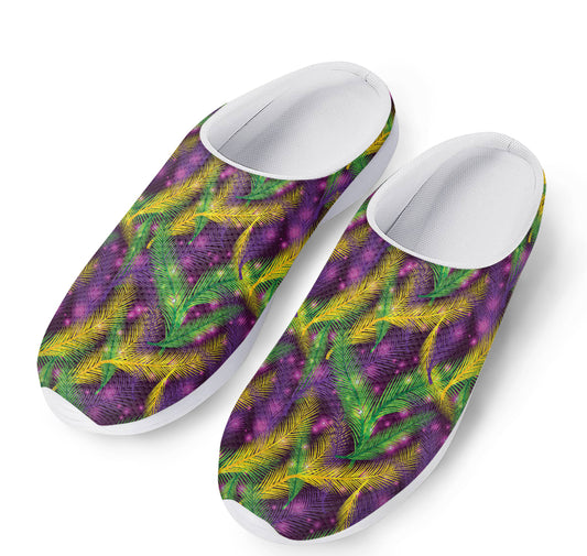 Mardi Gras Palm Leaf Pattern Print Mesh Casual Shoes