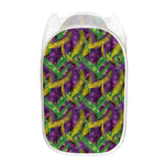Mardi Gras Palm Leaf Pattern Print Mesh Laundry Hamper