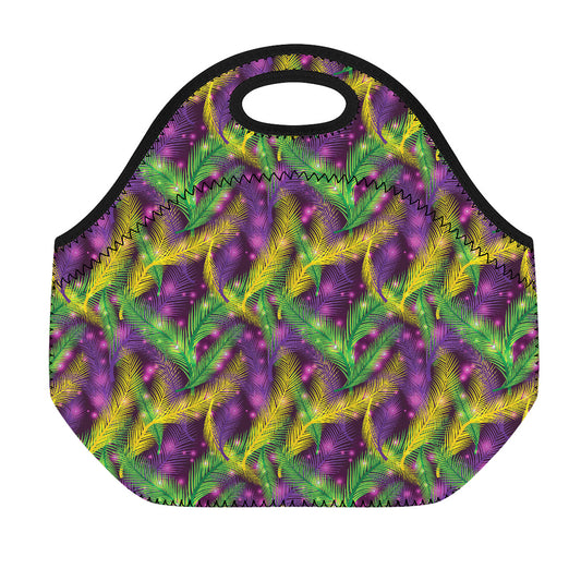 Mardi Gras Palm Leaf Pattern Print Neoprene Lunch Bag