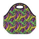 Mardi Gras Palm Leaf Pattern Print Neoprene Lunch Bag