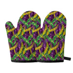 Mardi Gras Palm Leaf Pattern Print Oven Mitts