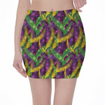 Mardi Gras Palm Leaf Pattern Print Pencil Mini Skirt