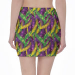 Mardi Gras Palm Leaf Pattern Print Pencil Mini Skirt