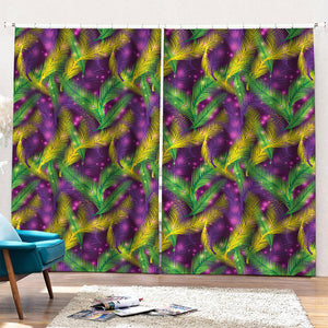 Mardi Gras Palm Leaf Pattern Print Pencil Pleat Curtains