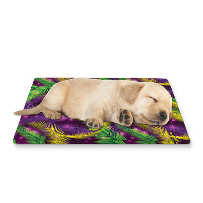 Mardi Gras Palm Leaf Pattern Print Pet Cooling Mat Cover