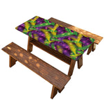 Mardi Gras Palm Leaf Pattern Print Picnic Table Cover