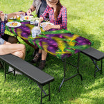 Mardi Gras Palm Leaf Pattern Print Picnic Table Cover
