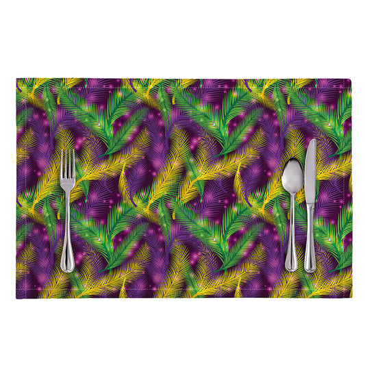 Mardi Gras Palm Leaf Pattern Print Placemat