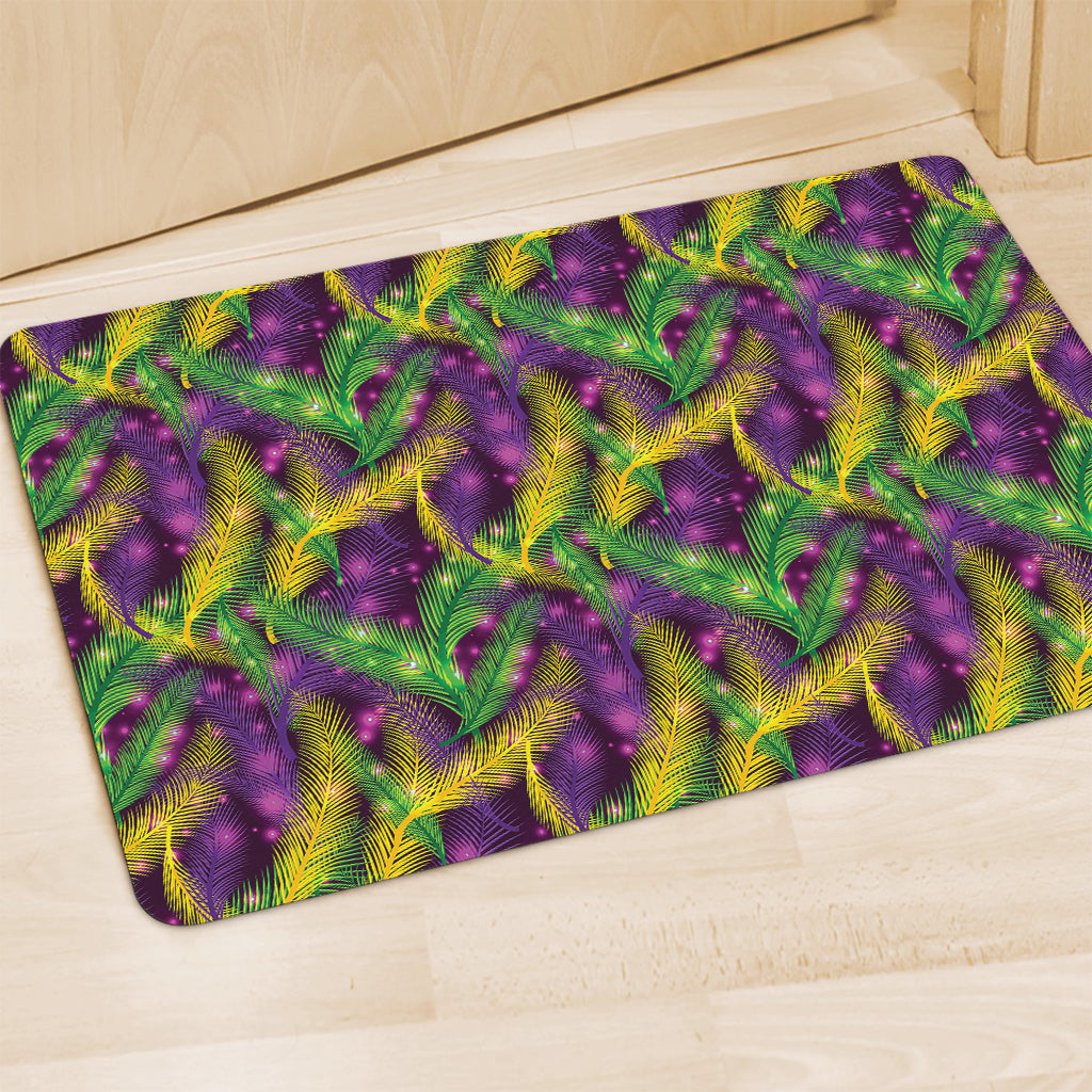 Mardi Gras Palm Leaf Pattern Print Polyester Doormat