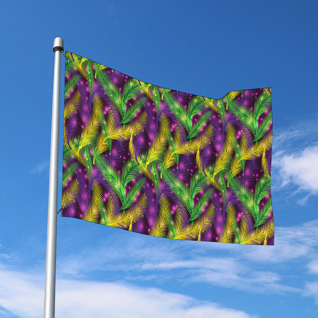 Mardi Gras Palm Leaf Pattern Print Polyester Flag